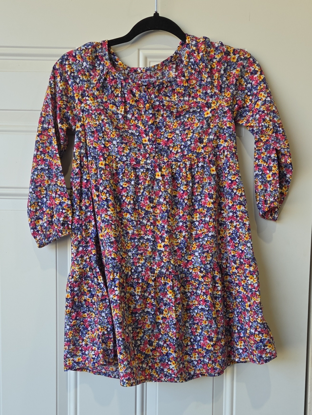 Old Navy Girls' Multi Floral Long-Sleeve Dress — Blue, Yellow, Pink